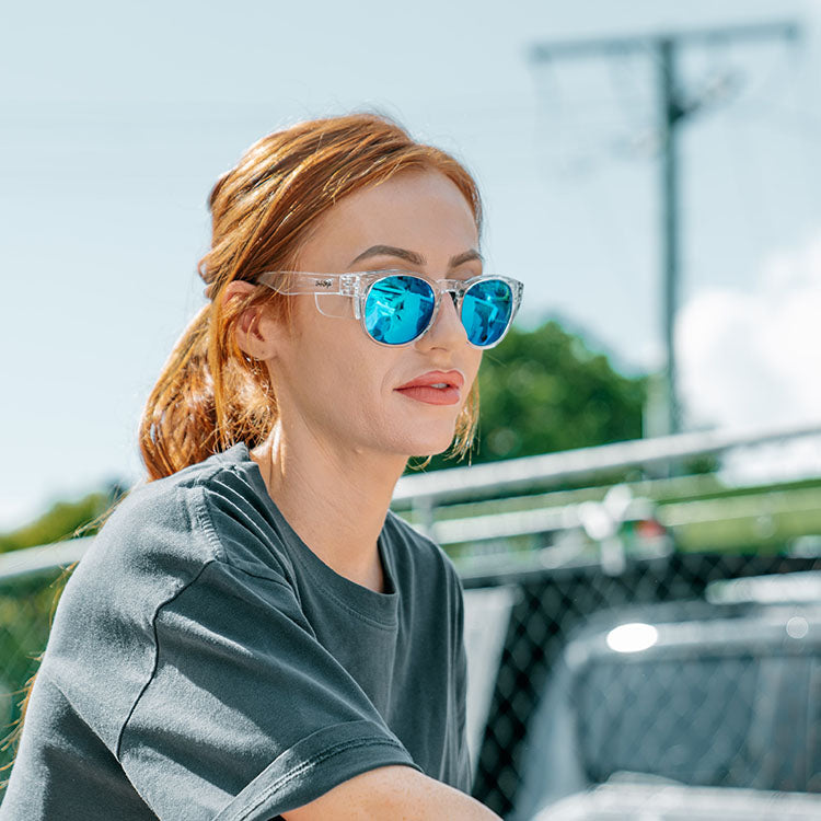 Cruisers Clear Frame Mirror Blue Polarised Lens