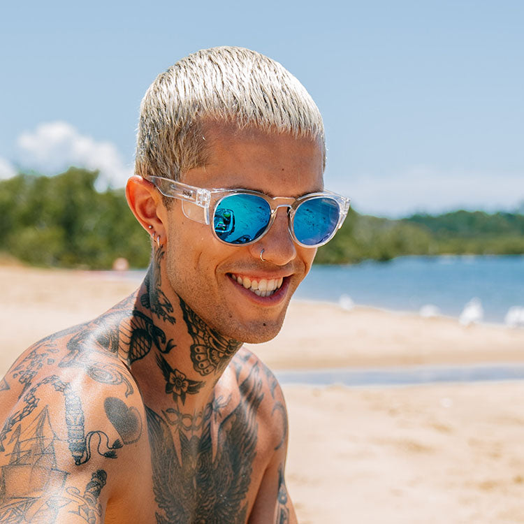 Cruisers Clear Frame Mirror Blue Polarised Lens