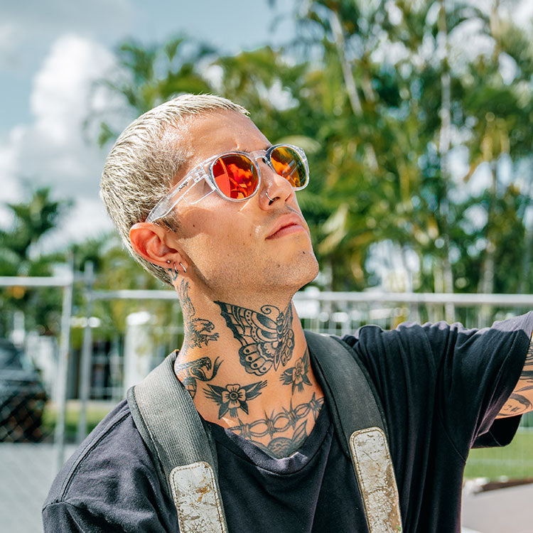 Cruisers Clear Frame Mirror Red Polarised Lens