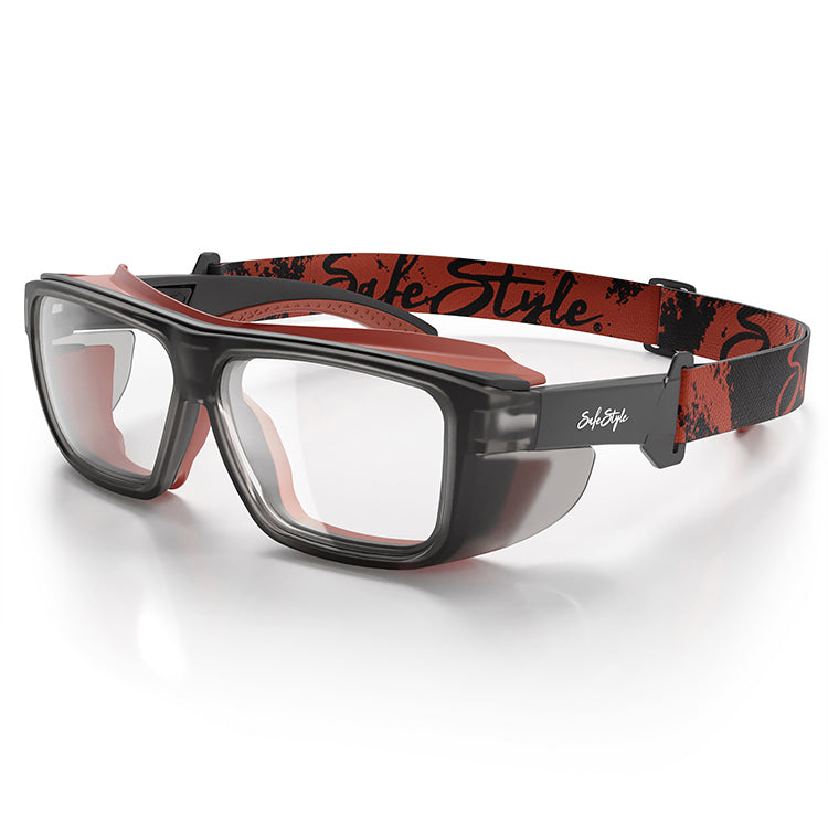 Converts Matte Graphite/Red Frame Clear Lens