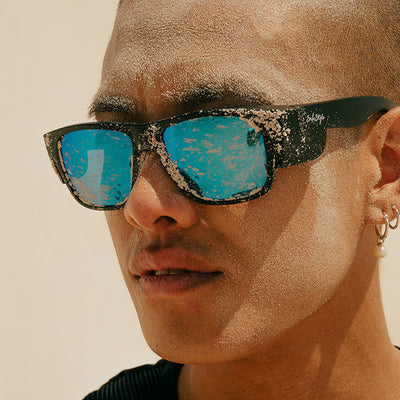 Fusions Matte Black Frame Mirror Blue Polarised Lens