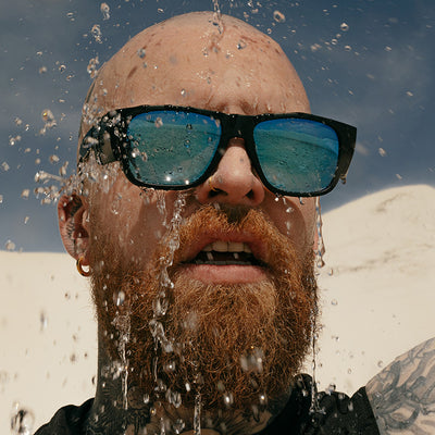 Fusions Matte Black Frame Mirror Blue Polarised Lens