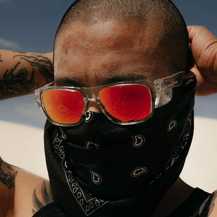 Fusions Clear Frame Mirror Red Polarised Lens