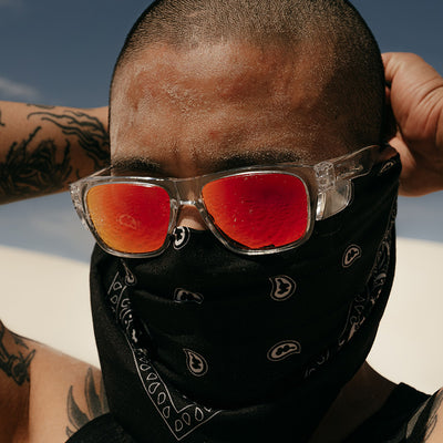 Fusions Clear Frame Mirror Red Polarised Lens