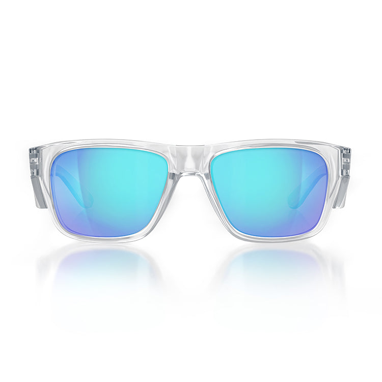 Fusions Clear Frame Mirror Blue Polarised Lens