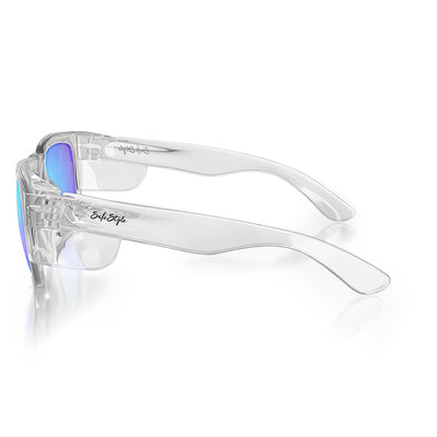 Fusions Clear Frame Mirror Blue Polarised Lens