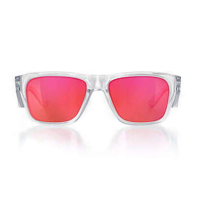 Fusions Clear Frame Mirror Red Polarised Lens