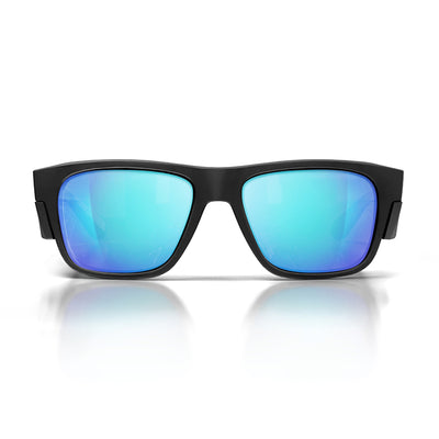 Fusions Matte Black Frame Mirror Blue Polarised Lens
