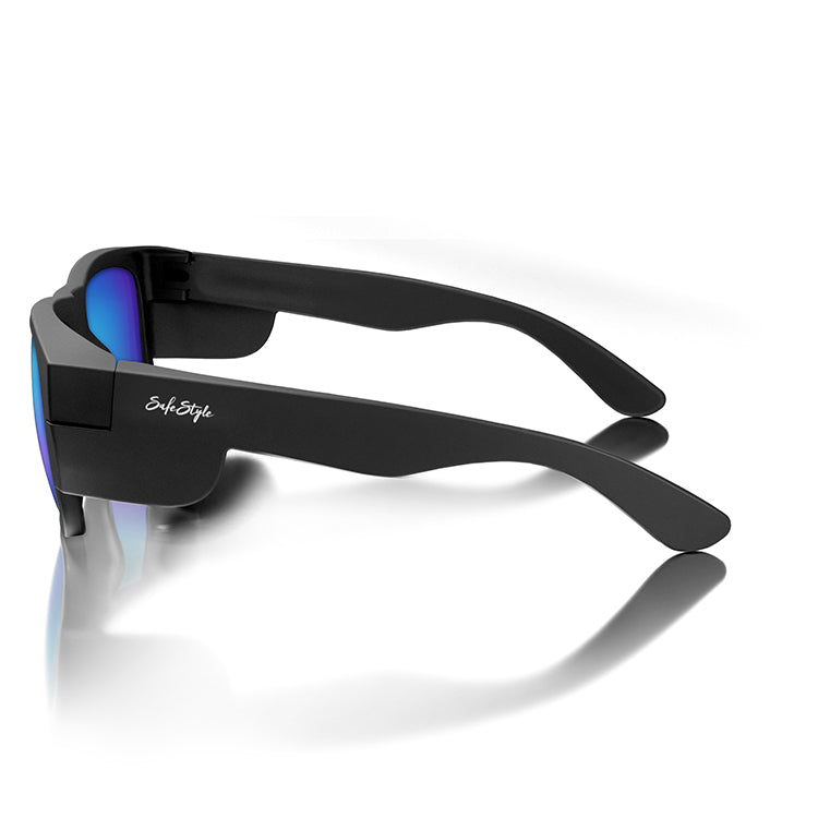 Fusions Matte Black Frame Mirror Blue Polarised Lens
