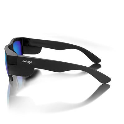 Fusions Matte Black Frame Mirror Blue Polarised Lens