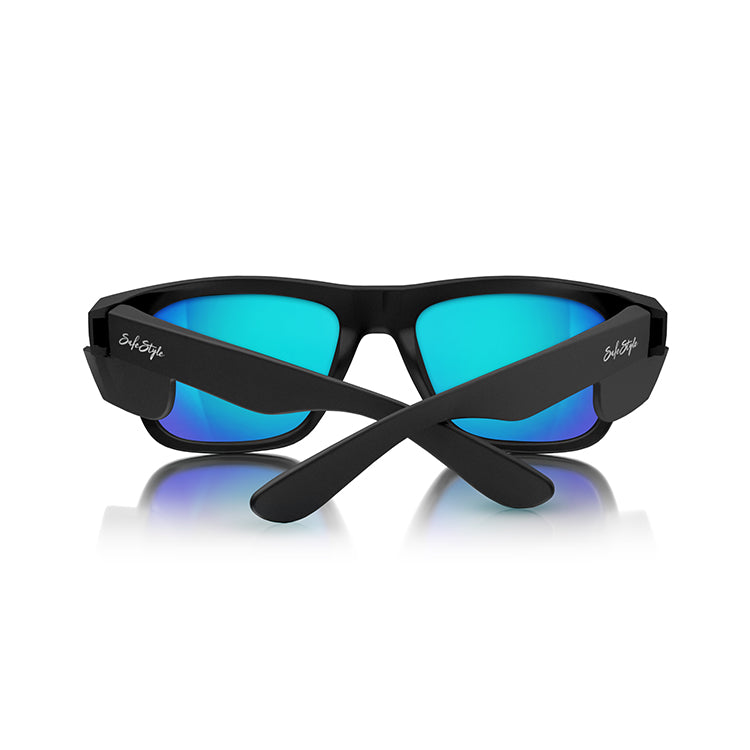 Fusions Matte Black Frame Mirror Blue Polarised Lens