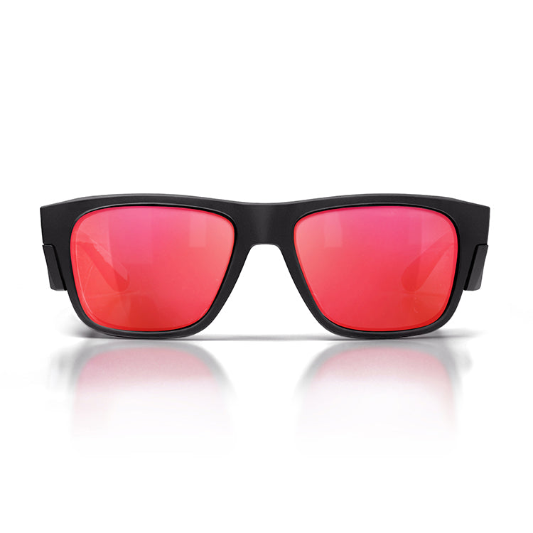 Fusions Matte Black Frame Mirror Red Polarised Lens