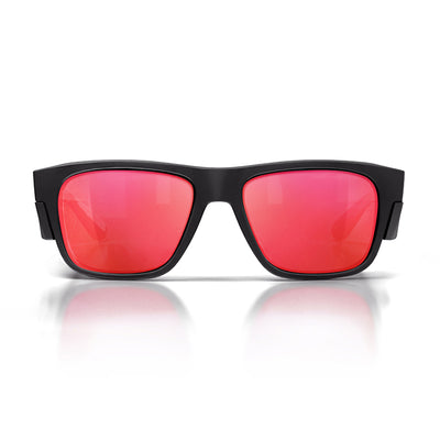 Fusions Matte Black Frame Mirror Red Polarised Lens