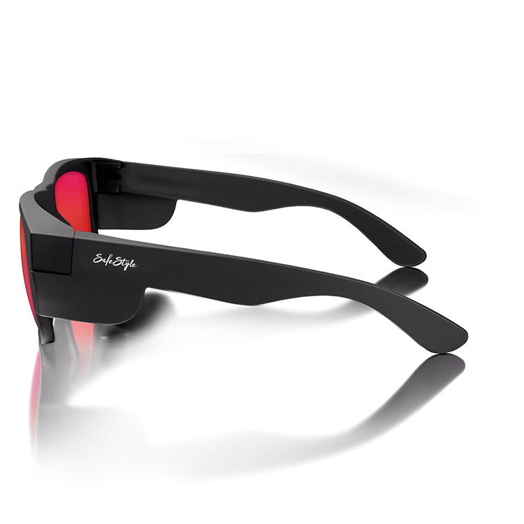 Fusions Matte Black Frame Mirror Red Polarised Lens
